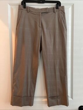 QL2 Quelledue Italian Maura Crop Ankle Trouser Pants Cuffed size 44/US 8 khaki